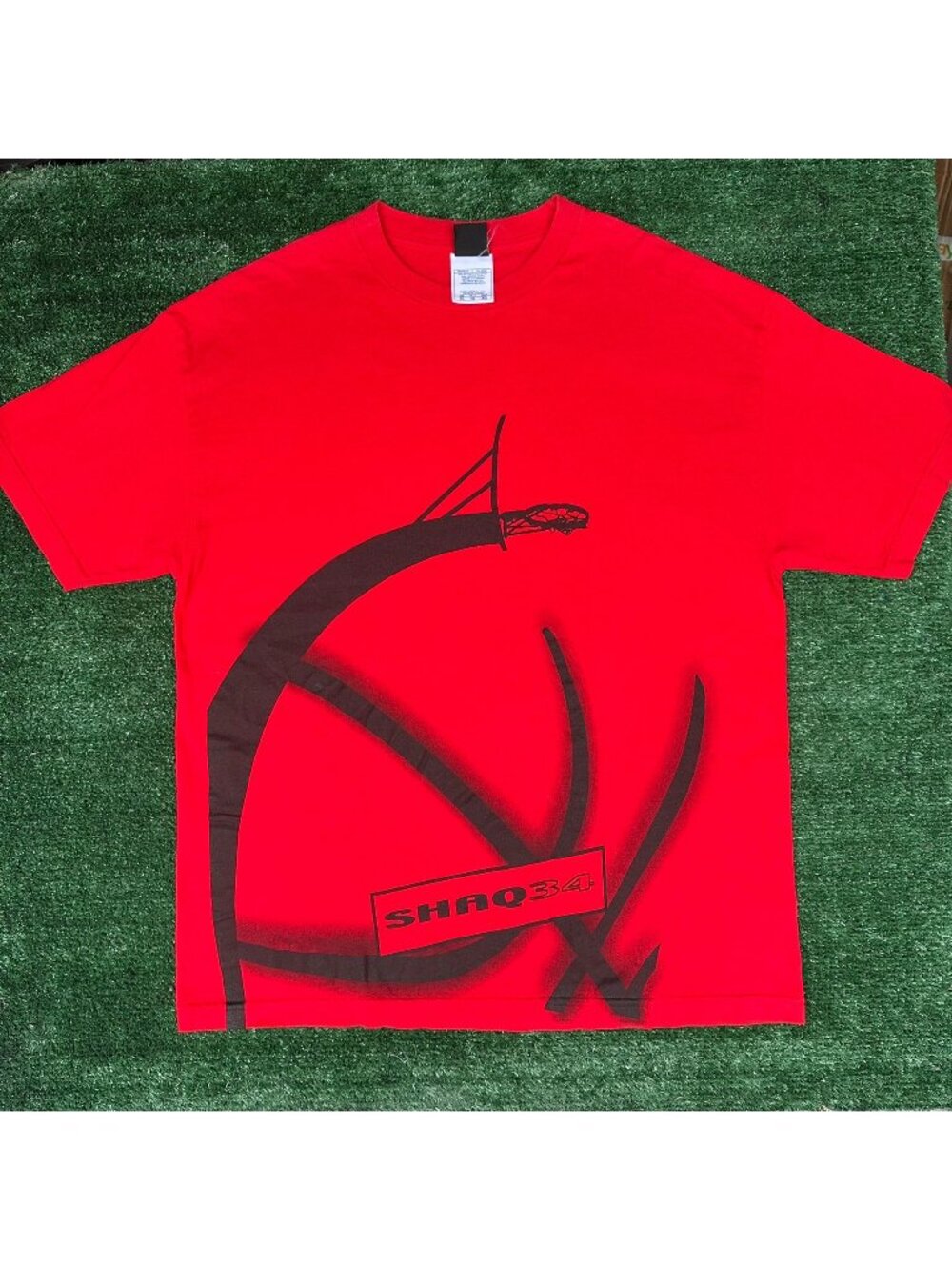 Vintage Y2K Shaq 34 Basketball T-Shirt Red XL Big Print Hip Hop Streetwear